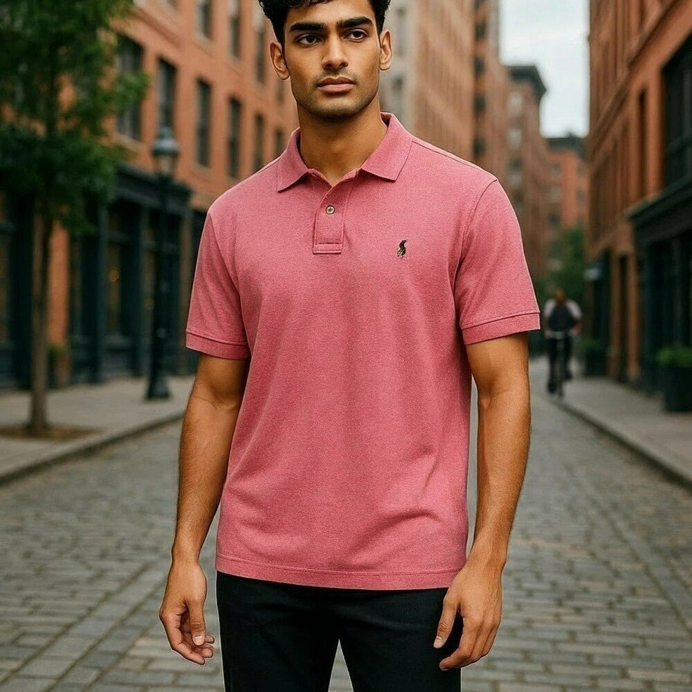 Polo Ralph Lauren Mens XL Muted Red Custom Fit Short Sleeve Collared Polo Shirt